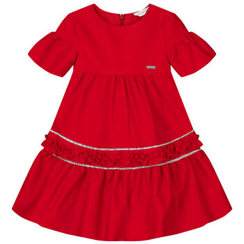 Girls Red Embellished Dress